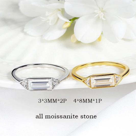 18k Plated 1.2CTTW All Moissanite Rings for Wormen Men 3 Gems Girls Couple Rings Lab Diamond Solid Silver S925 Jewelry