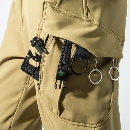 Men's City Cargo Autumn Winter Fleece Softshell Hiking Pants Fishing Climbing Trekking Casual Hunting Camping Trousers M-5XL