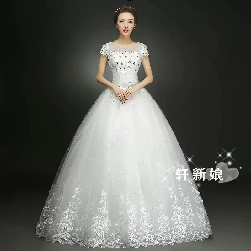 Wedding Dress Wholesale Lace up Embroidery Bride Marriage Dresses White Ball Gown Factory Christmas Carnival Plus Size