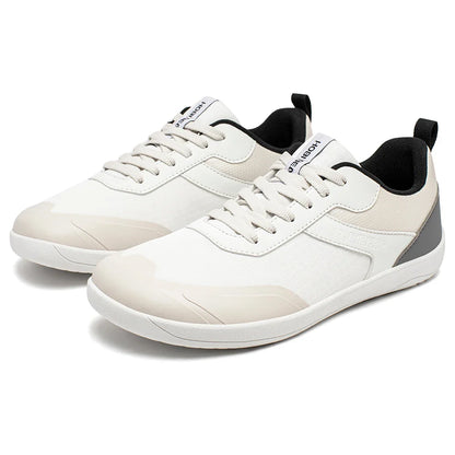 Wide Toe Shoes Mens Womens Minimalist Mesh Artificial Leather Sneakers Lace Up Lightweight Breathable Walking Shoes