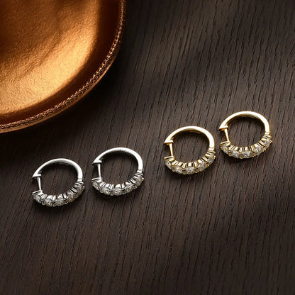 D Color Moissanite Loop Earring 925 Sterling Sliver Plated with 18k White Gold Earring for Women Sparkling Fine Jewelry