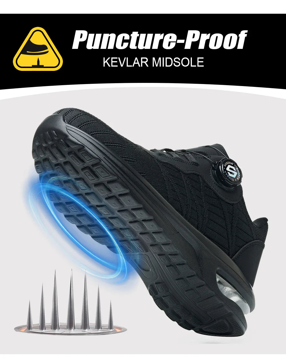 New Men's Rotary Buckle Safety Shoes Anti-Impact Anti-Piercing Lightweight Work Boots Fashion Sporty Design for Outdoor Pro