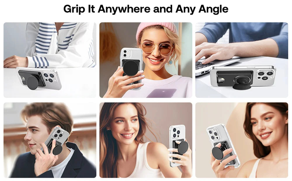 Universal Magnetic Wallet With Expanding Phone Grip,Phone Card Holder Solid SocketWallet For IPhone Samsung Wallets