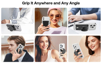 Universal Magnetic Wallet With Expanding Phone Grip,Phone Card Holder Solid SocketWallet For IPhone Samsung Wallets