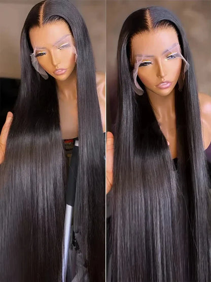 40 46 50 Inch Raw 13x6 HD Transparent Bone Straight Lace Frontal Human Hair Wigs 200 Density 360 Full Lace Front Human Hair Wig