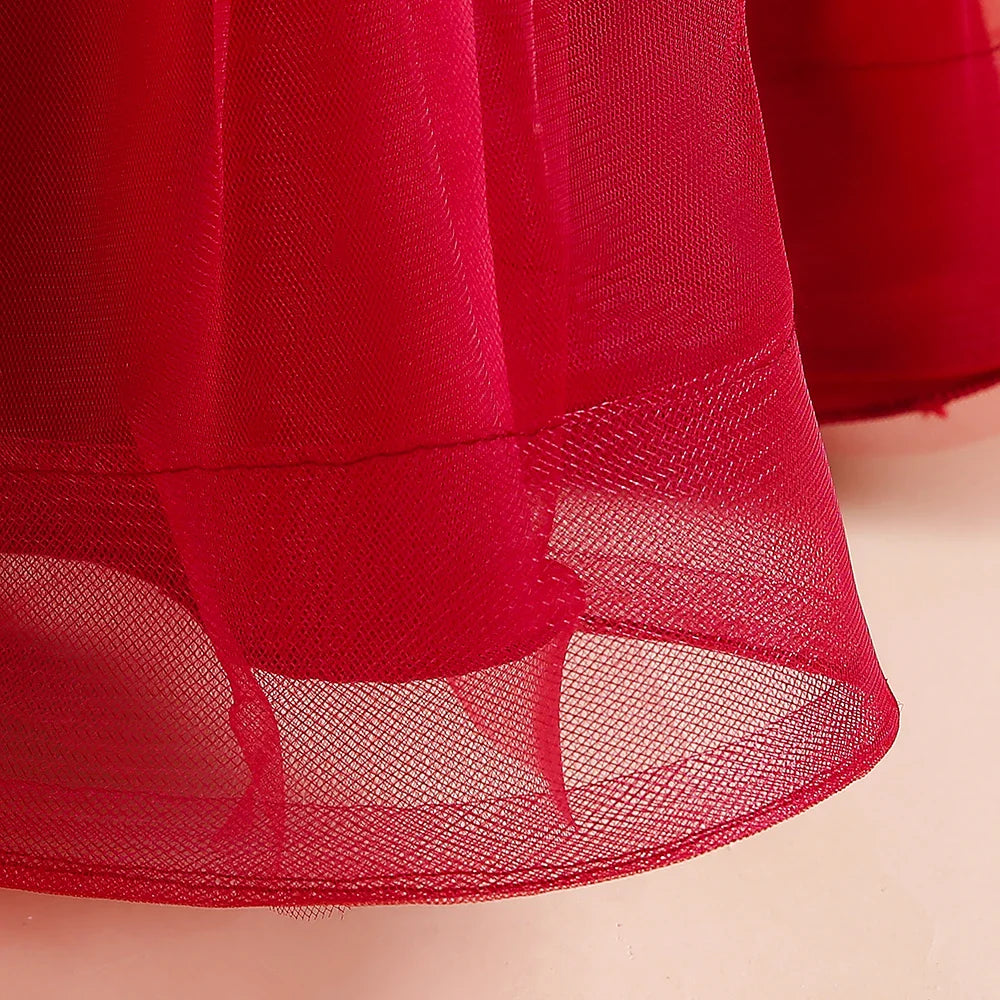 Vestidos de Festa de Daminha Batismo de Verão Meninas Elegante Tule Vestido de Noiva Formatura Menina Laço Princesa Vestido de Aniversário Fantasia de Natal
