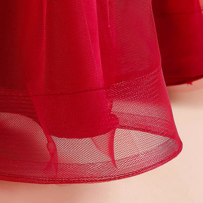 Vestidos de Festa de Daminha Batismo de Verão Meninas Elegante Tule Vestido de Noiva Formatura Menina Laço Princesa Vestido de Aniversário Fantasia de Natal
