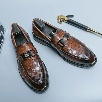 Original Design Dress Shoes For Men Business Casual Leather Formal Shoes Man Fashion Green Comfortable Slip-on Men's Social Shoe