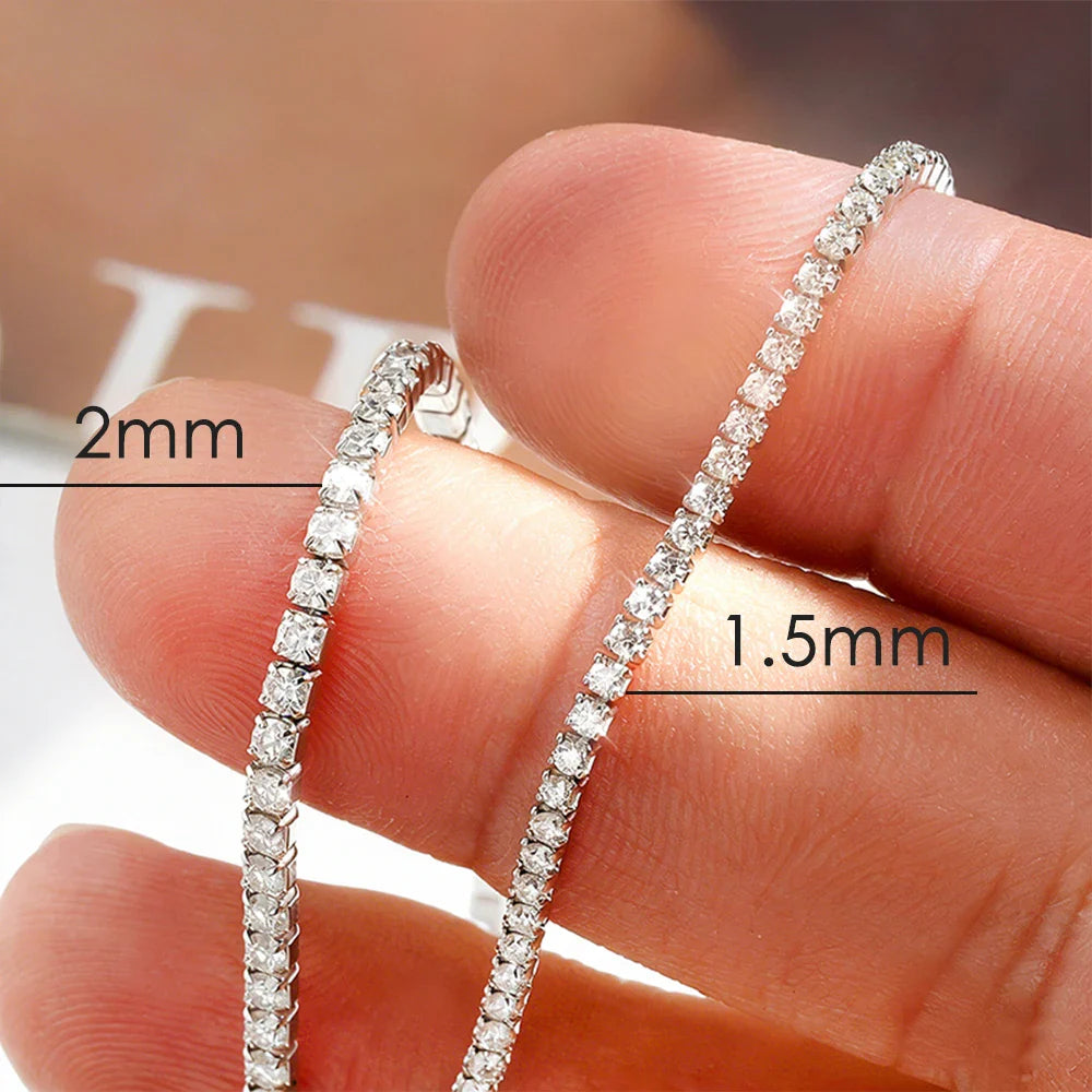 1.5/2/3mm Moissanite Tennis Bracelets for Women 925 Sterling Silver Plated 18k White Gold GRA Certified Dainty Bracelet