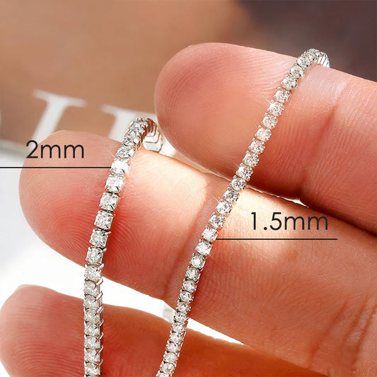 1.5/2/3mm Moissanite Tennis Bracelets for Women 925 Sterling Silver Plated 18k White Gold GRA Certified Dainty Bracelet