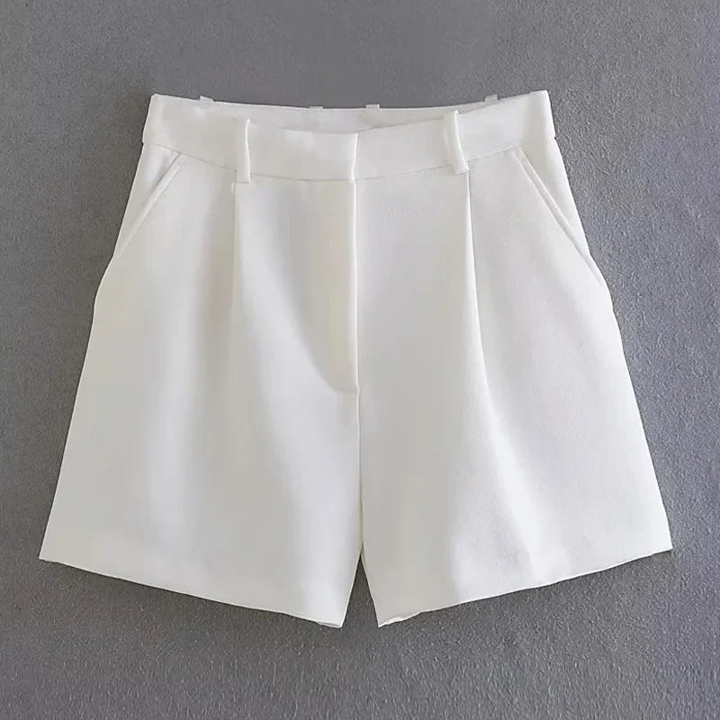 Female Shorts Black Pink Shorts Woman Summer 2024 Pleated Baggy White Shorts For Women Casual High Waist Short Pants