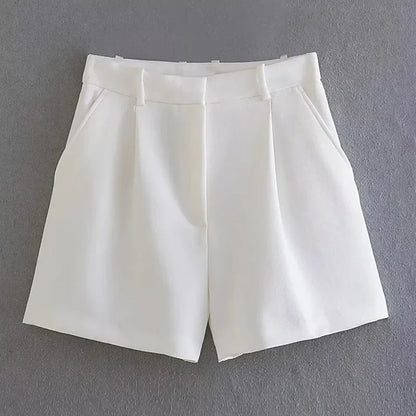 Female Shorts Black Pink Shorts Woman Summer 2024 Pleated Baggy White Shorts For Women Casual High Waist Short Pants