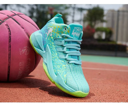 Children‘s Basketball Shoes Non-slip Breathable Basketball Training Sneakers Lace-up Boys Girls Basketball Boots Athletic Shoes
