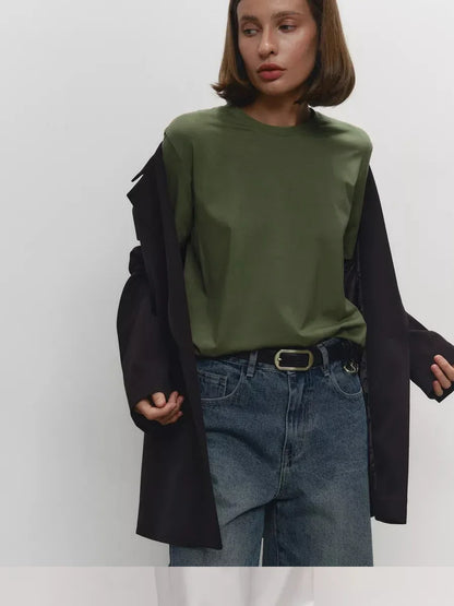 Summer 100% Cotton Women's T-shirt Bottoming Basic Fashionable Lady Short Sleeve Loose Tops Shirts Solid 230g/㎡ Tops