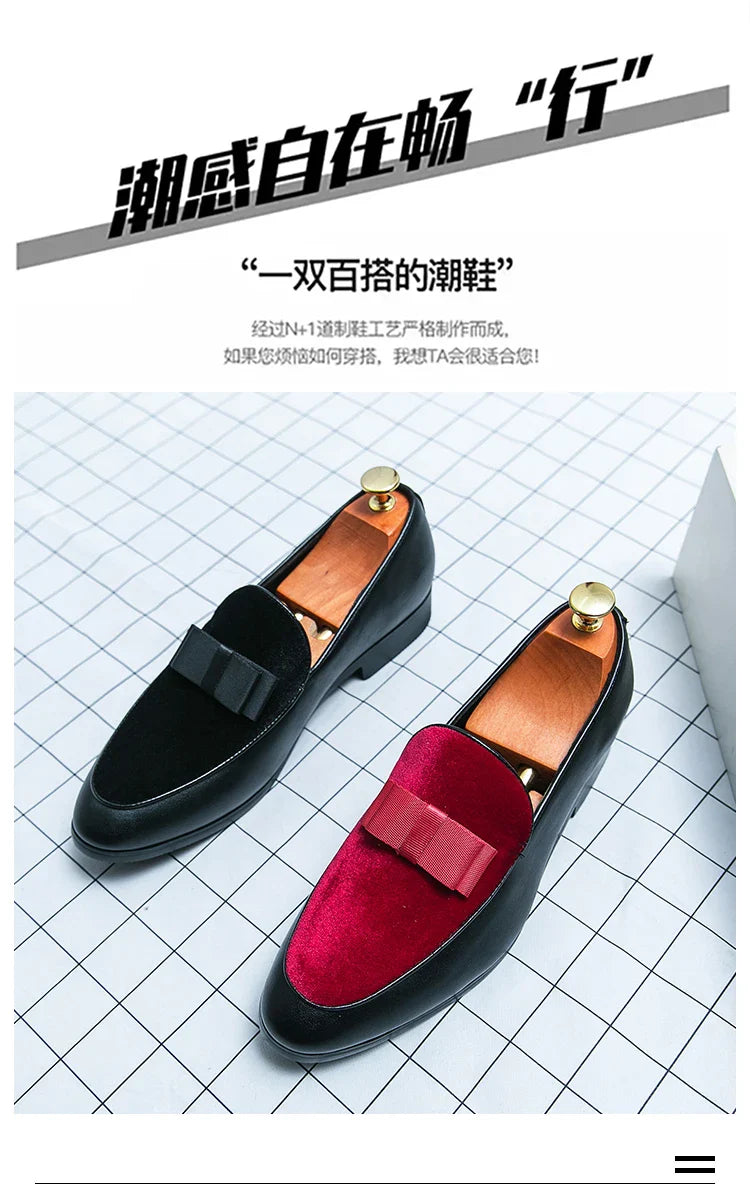 Social Leather Men British Business shoes Men Brogue Shoe Wedding Men's Dress Formal Shoes Large Size 48 Bow Loafers Male