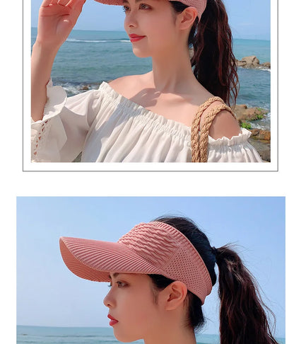 Anti-UV Sun Hats Breathable Adjustable Empty Top Visor Caps for Men