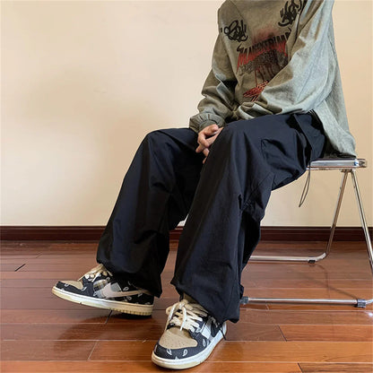 Streetwear 2025 New Spring Harem Multicolored Casual Pants Men Elastic Waist Solid Color Cargo Pants Multi Pocket Baggy Pants