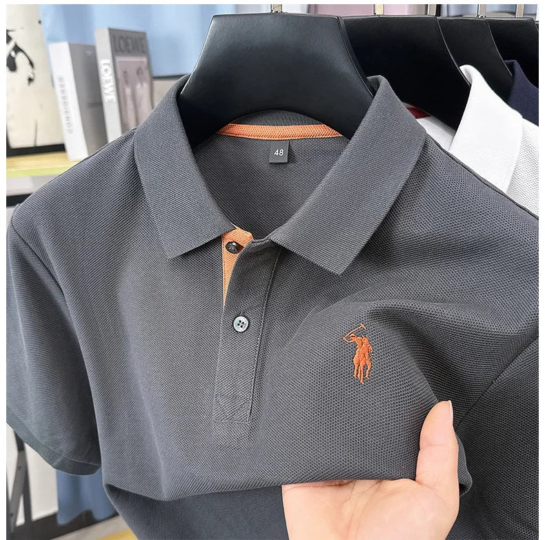 Luxury brand 100% cotton short sleeve polo shirt summer new trend Paul pony embroidery T-shirt business golf casual men's wear