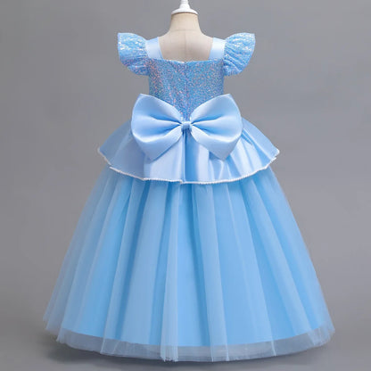 Cinderella Princess Ball Gown Fancy Birthday Rapunzel Belle Vestidos Party Dress Girls Costume Carnival Elegant Clothes