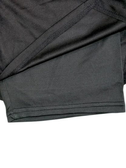 Funny Face 2 in 1 Shorts T Shirt Suits Men's Fitness Breathable Second Skin Compression Shirts Sets Gym Double Deck Shorts