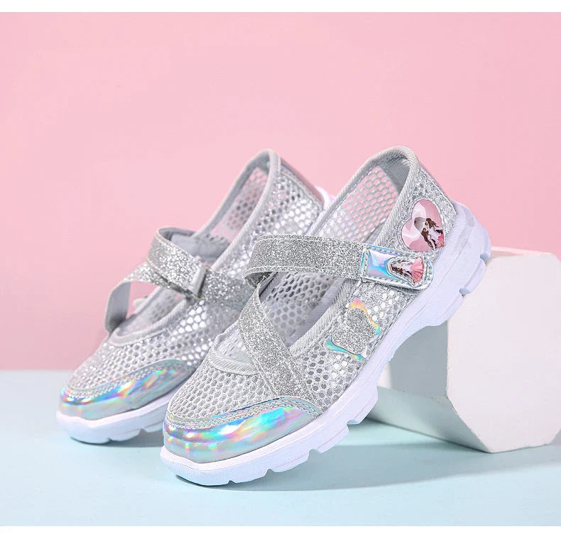 Summer Brand Non-slip Beach Shoes Children Sandals Girls Casual Shoes Kids Flowers Princess Flat Shoes Size 26-36