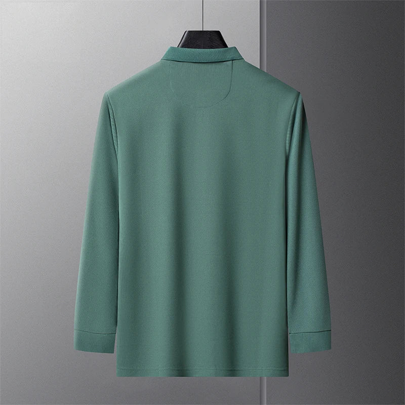 Popular Men's Spring and Autumn Horse Logo Trendy Brand Temperament Fashionable Outdoor Sports Top Long Sleeved Polo Shirt