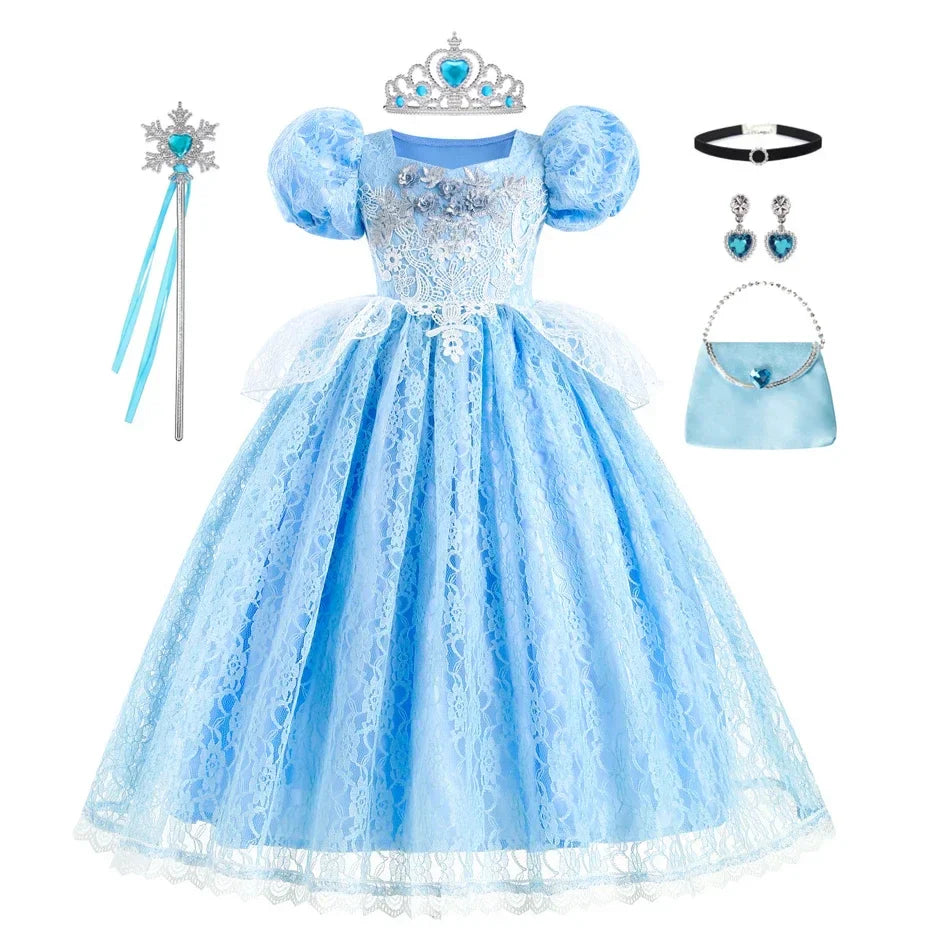 Girls Cinderella Cosplay Costume For Children Baby Girl Kids Halloween Birthday Party Dress Princess Costume