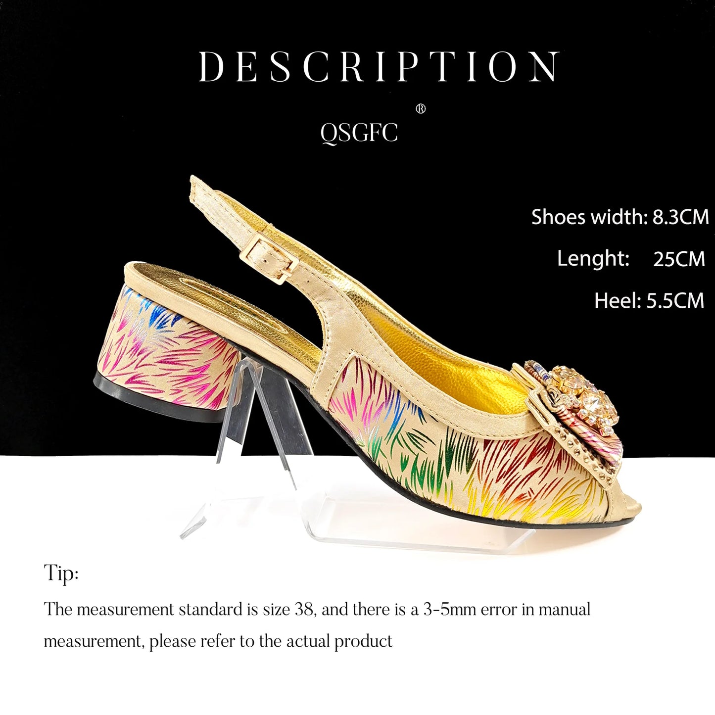 Italian Design Color Matching Rhinestone Comfortable High Heel Shoes And Bag Fashion Style Pointed-Toe Shoes For Women