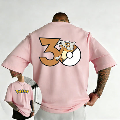 30th Anniversary Marowak Printed T-shirt Summer New Men's and Women's Loose Casual Hip Hop Trendy Short Sleeve Top