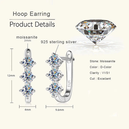 1.7cttw D color Moissanite Earrings Necklace 925 Sterling Silver Y-Shaped Pendant Necklaces Jewelry Set For Women Charming Gift