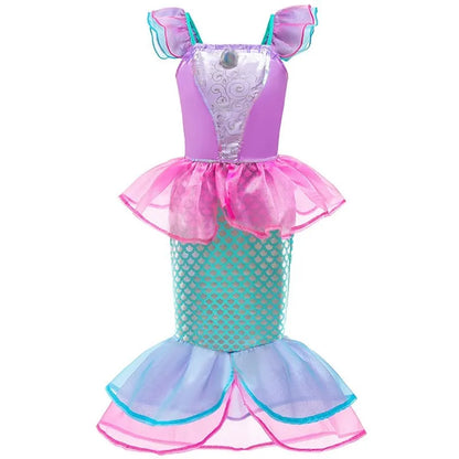Fantasia Infantil Belle Menina Halloween Princesa Vestido Cosplay Festa Crianças Rapunzel Cinderela Anna Elsa Encanto Roupa de Aniversário