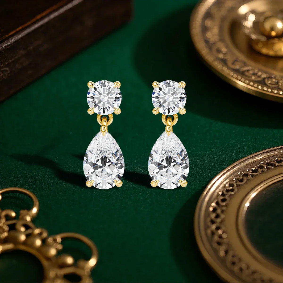Waterdrop Full Moissanite Diamond Drop Earrings D VVS1 18k Gold Plated Pear Cut Earrings 925 Silver for Women Sparkling Jewelry