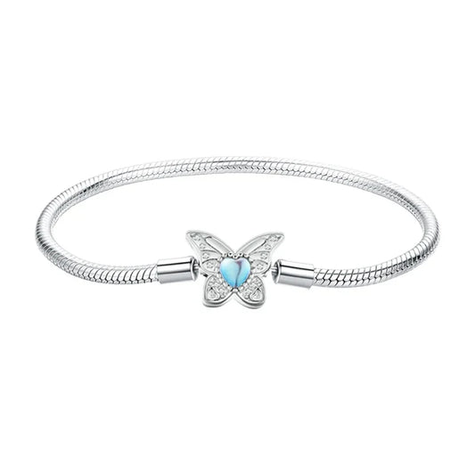 Original Solid 925 Sterling Silver 3mm Snake Chain Bracelet for Women Men, White Gold Plated Charm Bracelet DIY fit Beads