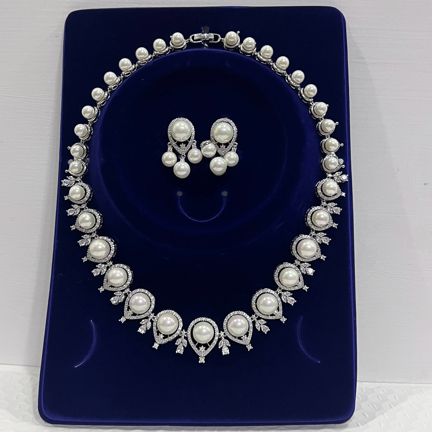 Luxury Round Shape Gold Color Pearl Necklace 2 Pieces Set , Bridal Wedding Dubai Saudi Jewelry for Women's Party