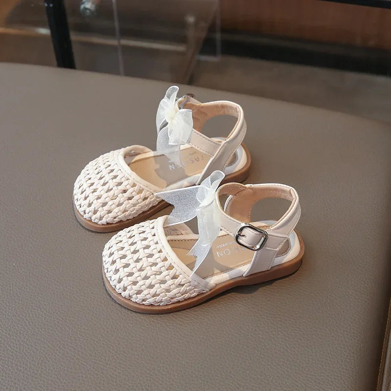 Kids Girls Shoes Children's Woven Sandals New Summer Popular Roman Shoes Children's Soft-soled Princess Shoes