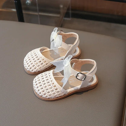 Kids Girls Shoes Children's Woven Sandals New Summer Popular Roman Shoes Children's Soft-soled Princess Shoes