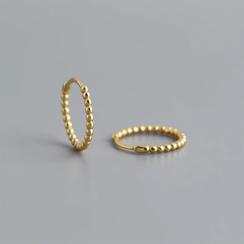 925 Sterling Silver Fashion Minimalist Beads Huggies Hoop Earrings for Women Trend Charm Ear Buckle Bohemian Jewelry Gift