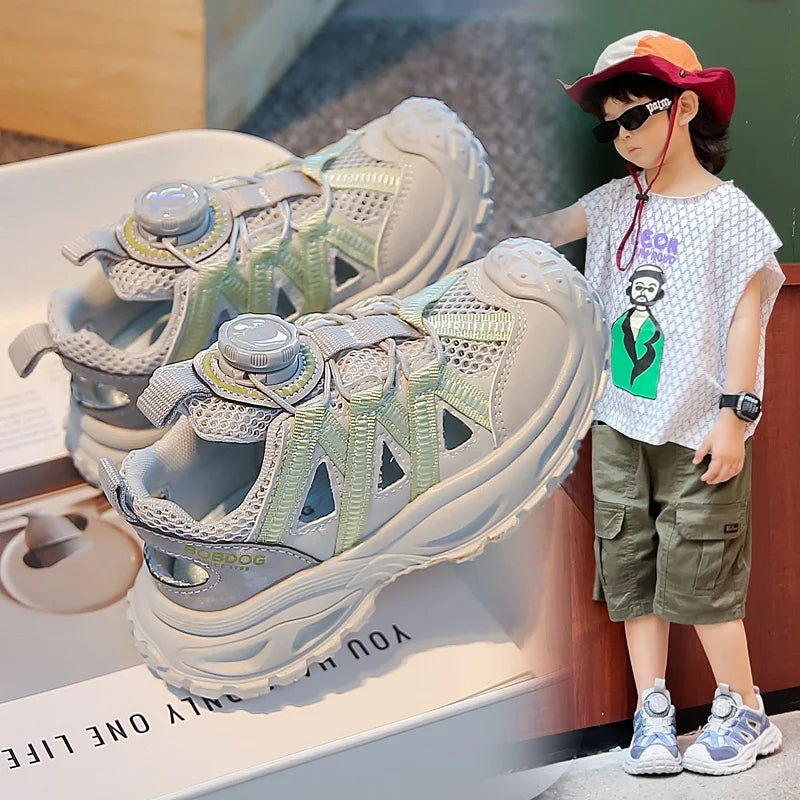 Summer Sport Sandals for Children Hollow Out Breathable Boy's Girl's Adjust Sport Shoes Anti-slippery Soft-soled Kid's Sandals