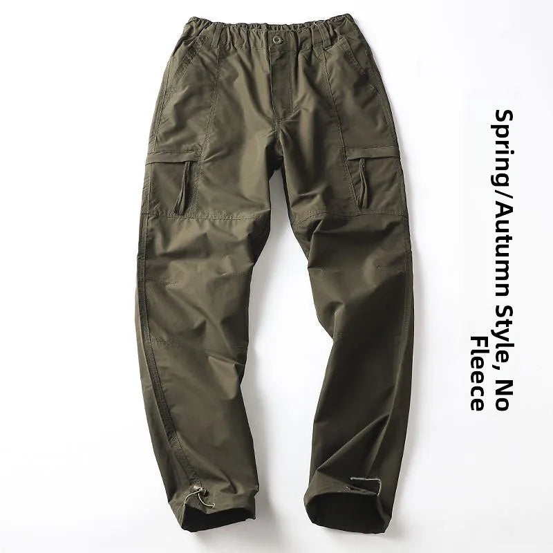 Outdoor Workwear Pants Men's Loose Fleece Lined Thick Soft  Hiking Mountain Climbing Windproof Waterproof Jacket Pants