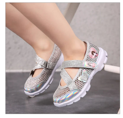 Summer Brand Non-slip Beach Shoes Children Sandals Girls Casual Shoes Kids Flowers Princess Flat Shoes Size 26-36