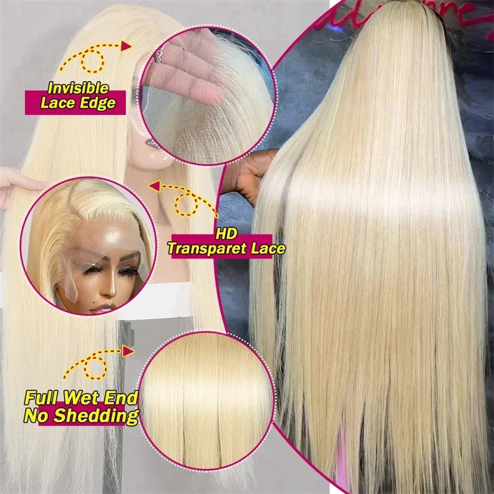 220 Density Straight Blonde 613 Hd Lace Frontal Wig 13x6 Brazilian Human Hair Wigs For Women 13x4 Lace Frontal Colored Wig