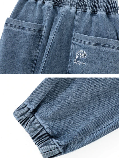 2026 New Summer Men's Jeans Denim Jogger Pants Streetwear Style Ankle-Length Baggy Jeans with Drawsting Waist Asian Size XL-6XL