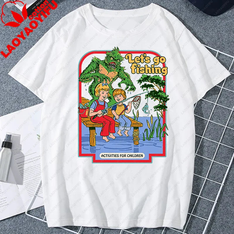 Let's Sacrifice Toby Horror Satanist Graphic Tops Unique Creative Cartoon Streetwear Unisex Scary Short-sleev Tee Ropa Hombre