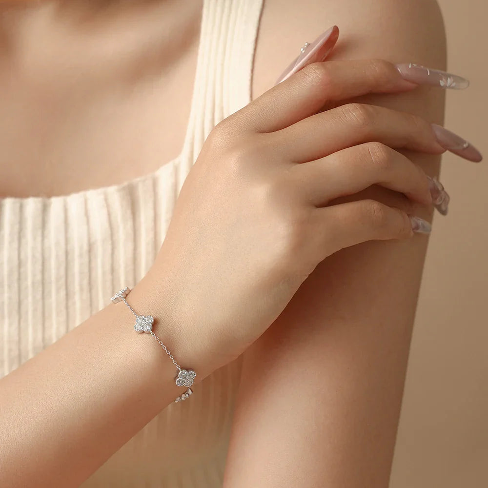 Moissanite Bracelets Women s925 Silver 18k Gold Adjustable Extension Chain Lucky Dainty Stackable Jewelry Birthday Gift