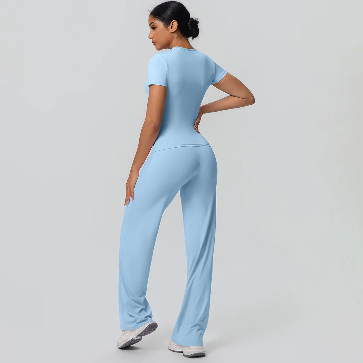 Fitness Sports Workout Yoga Set for Women Naked Feel Slim Casual Workout Top T-Shirt Quick Drying Push Up Running Pants Yoga Set
