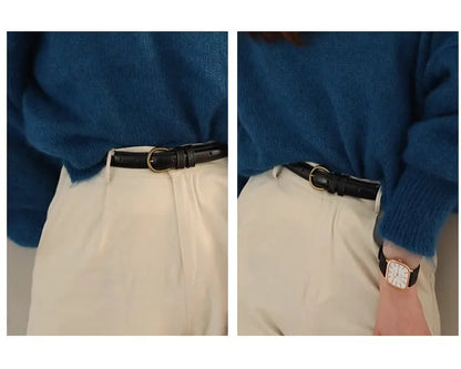 Small Leather Belt Ladies Jeans Belt Ladies 2024 New Belt Thin Retro Decorative Brown