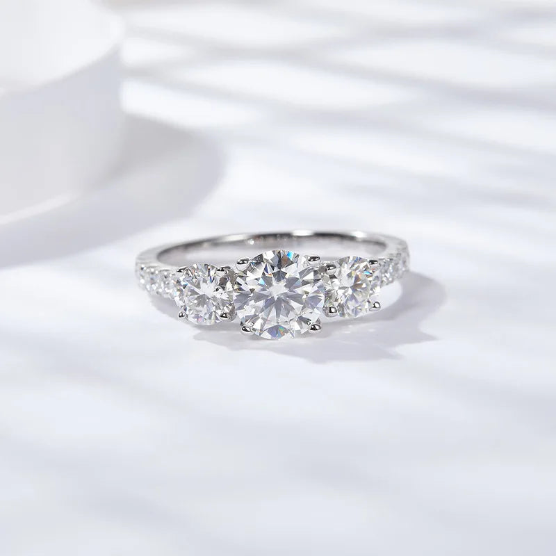 2CT Emerald Moissanite Diamond D Color Women's Ring S925 Sliver 18K White Gold Royal Blue Rings Fine Jewelry for Women