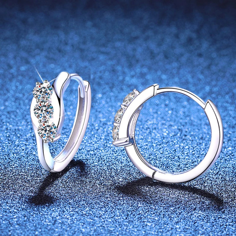 D Color Moissanite Hoop Earrings For Women Wedding Bridal S925 Sterling Silver Stud Earring Wedding Gemstone Jewelry