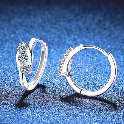 D Color Moissanite Hoop Earrings For Women Wedding Bridal S925 Sterling Silver Stud Earring Wedding Gemstone Jewelry