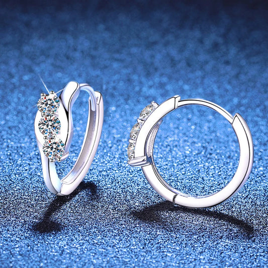 D Color Moissanite Hoop Earrings For Women Wedding Bridal S925 Sterling Silver Stud Earring Wedding Gemstone Jewelry